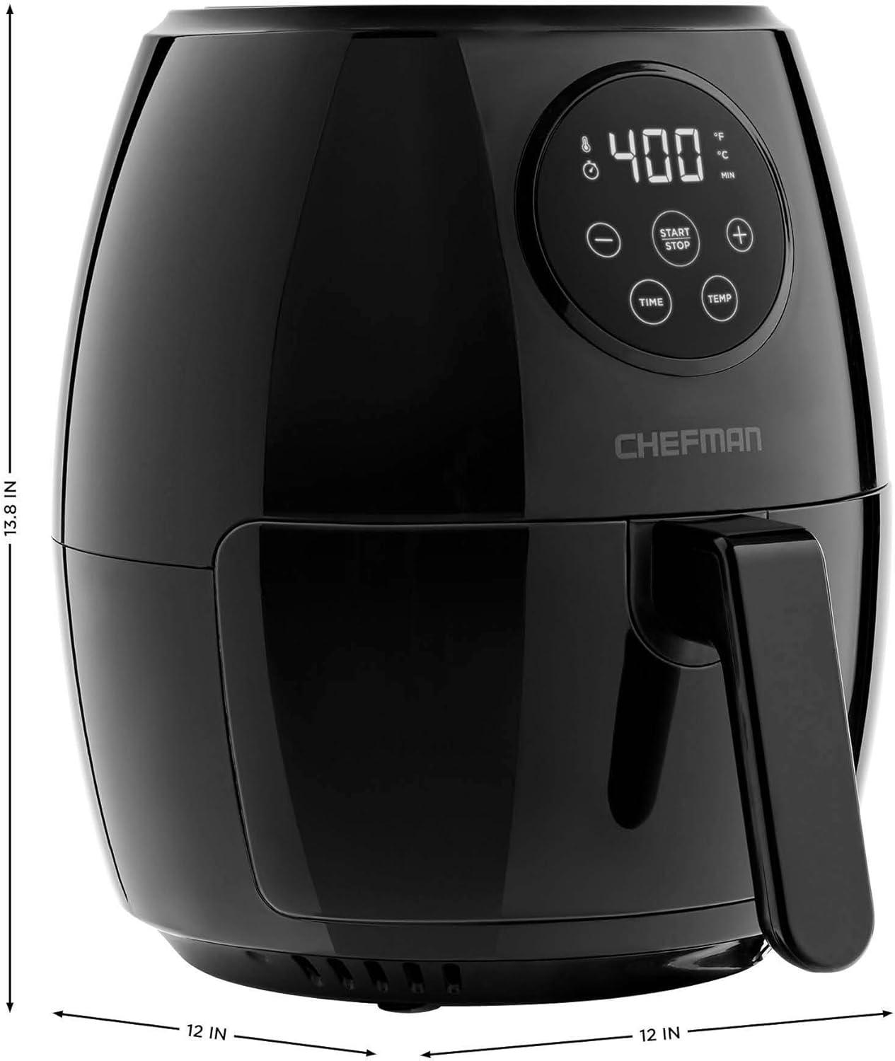 image:imageCHEFMAN Small Air Fryer Healthy Cooking Nonstick User Friendly and Digital Touch Screen w 60 Minute Timer amp Auto Shutoff Dishwasher Safe Basket BPAFree Glossy Black 35 Qt35 Qt