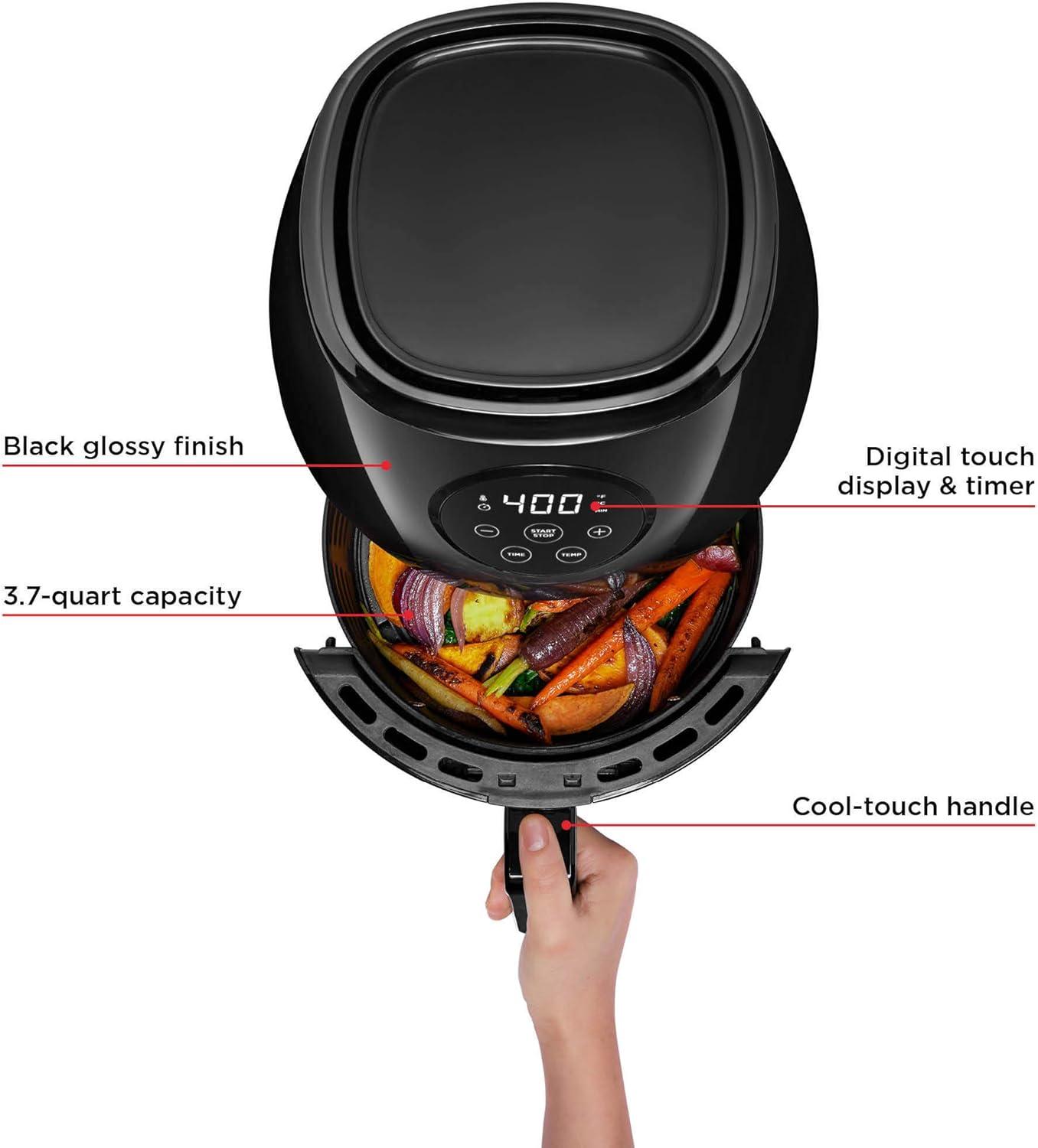 image:imageCHEFMAN Small Air Fryer Healthy Cooking Nonstick User Friendly and Digital Touch Screen w 60 Minute Timer amp Auto Shutoff Dishwasher Safe Basket BPAFree Glossy Black 35 Qt35 Qt