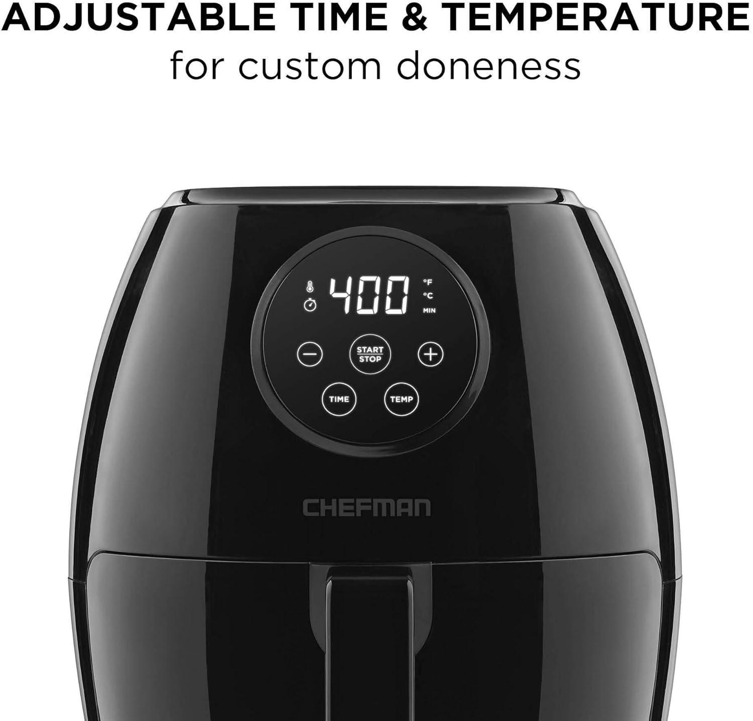 image:imageCHEFMAN Small Air Fryer Healthy Cooking Nonstick User Friendly and Digital Touch Screen w 60 Minute Timer amp Auto Shutoff Dishwasher Safe Basket BPAFree Glossy Black 35 Qt35 Qt