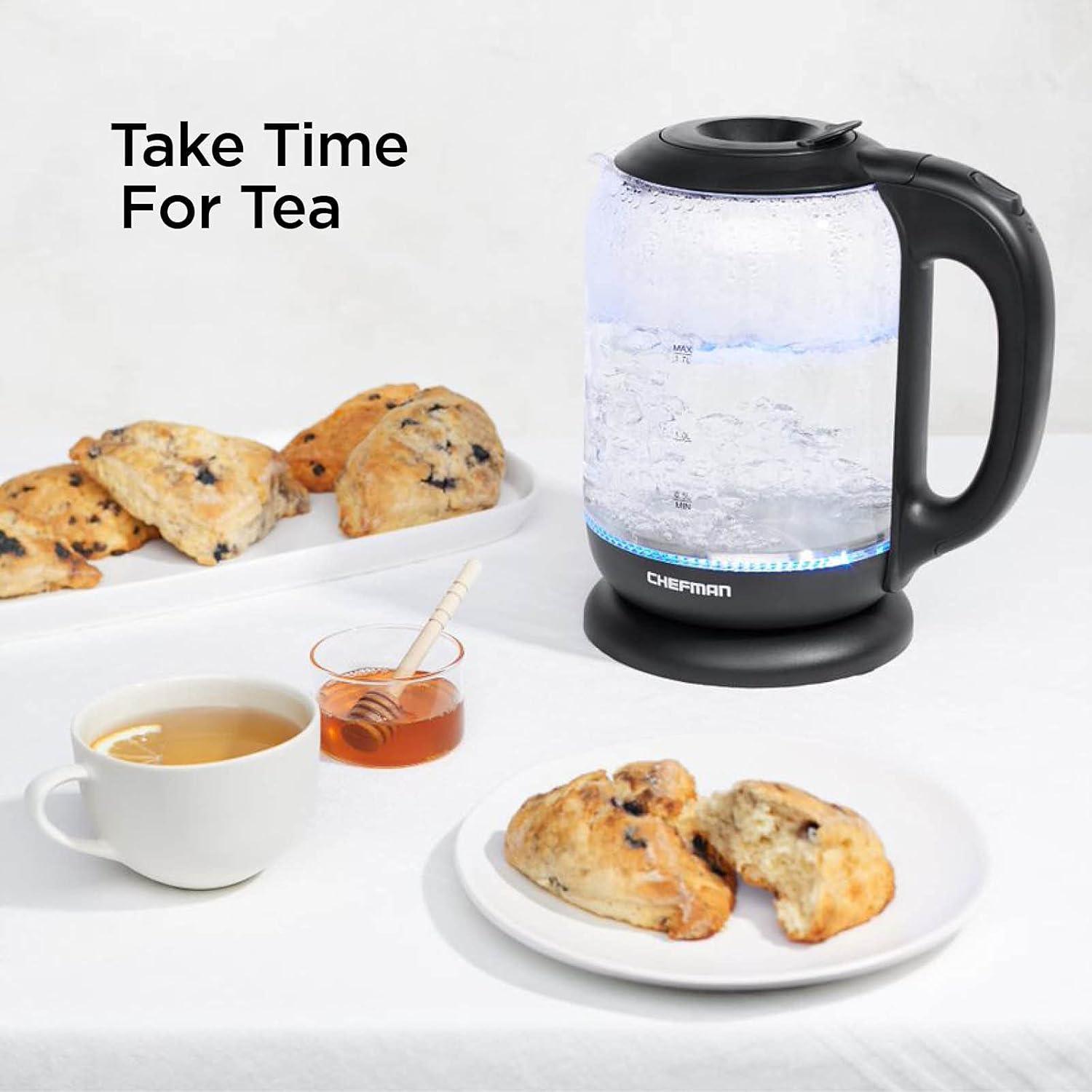 image:imageChefman 17 Liter Electric Kettle With Easy Fill Lid Cordless With Removable Lid And 360 Swivel Base LED Indicator Lights17L Glass Electric Kettle w EasyFill Lid