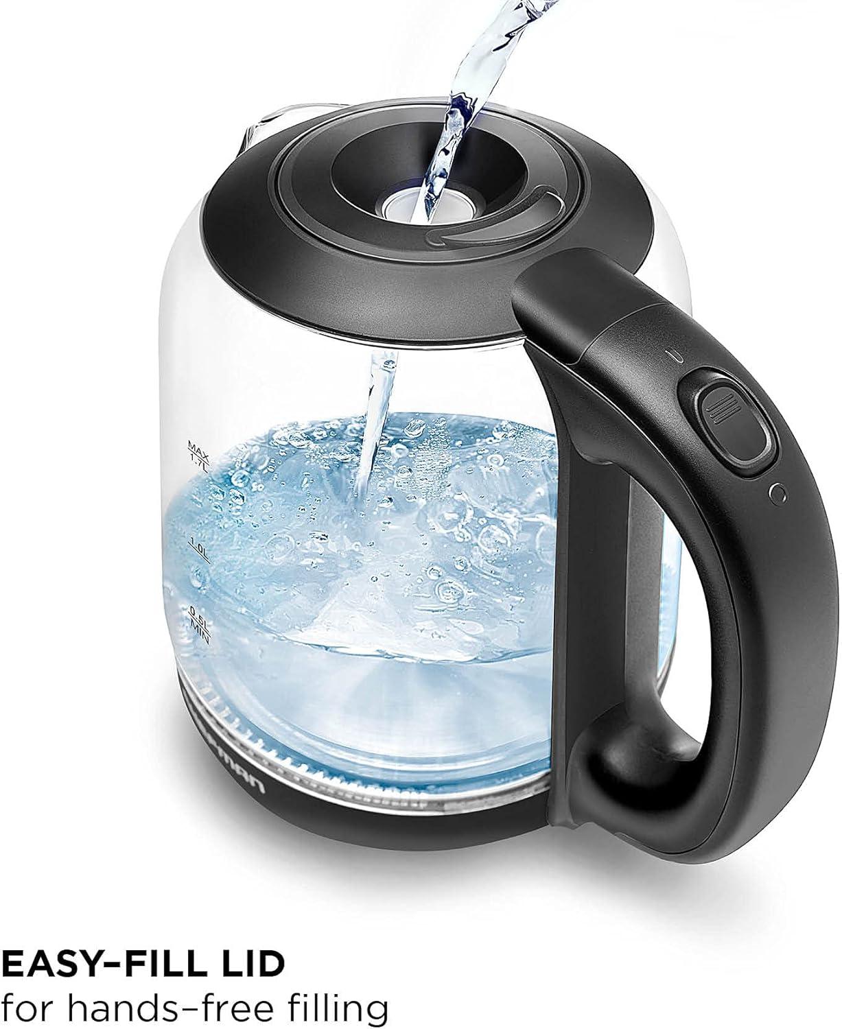 image:imageChefman 17 Liter Electric Kettle With Easy Fill Lid Cordless With Removable Lid And 360 Swivel Base LED Indicator Lights17L Glass Electric Kettle w EasyFill Lid