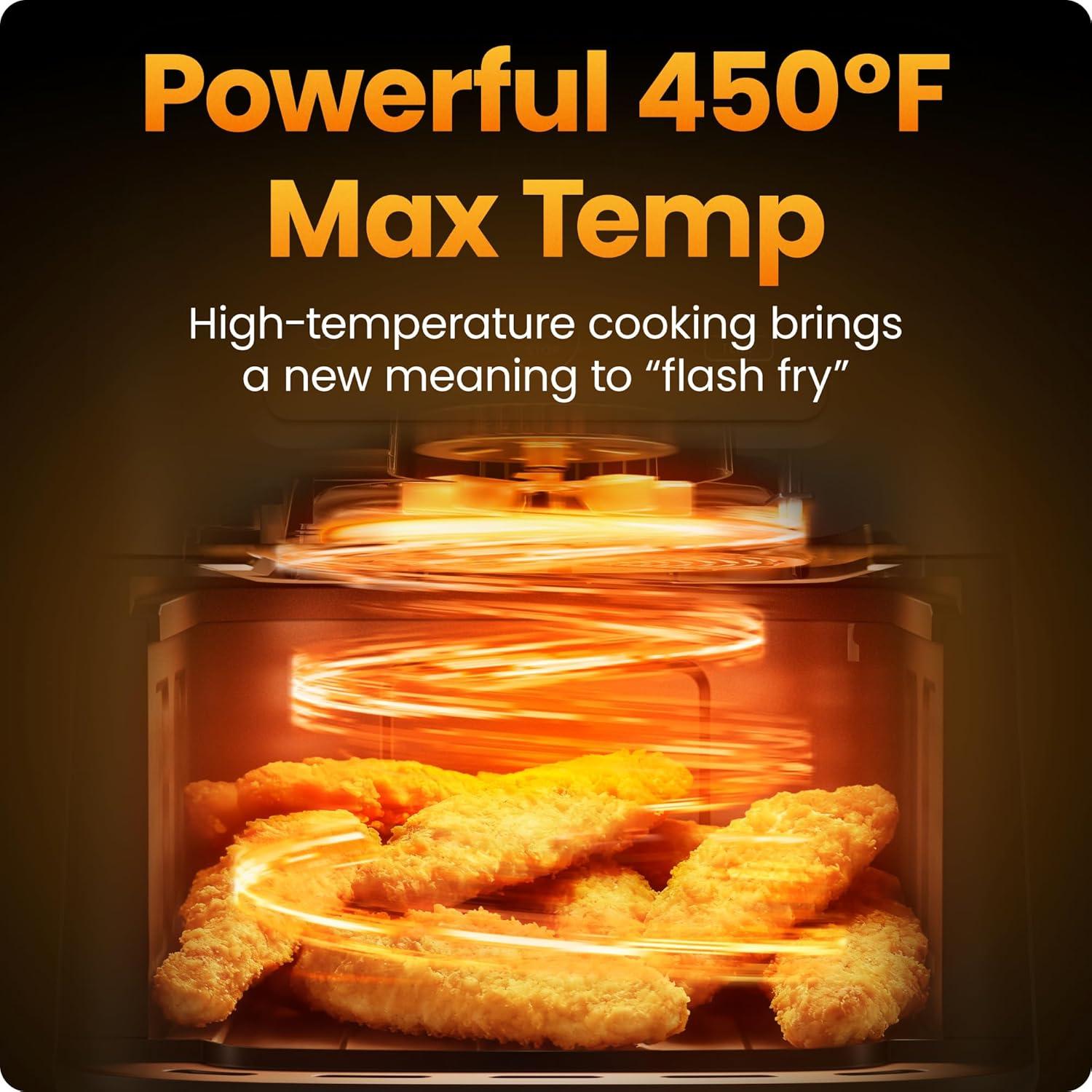 image:imageChefman Air Fryer 4in1 Slim 35 QT Airfryer Air Fry Bake Dehydrate Frozen 450F Max Temp for Extra Crispy Results in Minutes Nonstick Ceramic Coating DishwasherSafe Accessories BlackGreen
