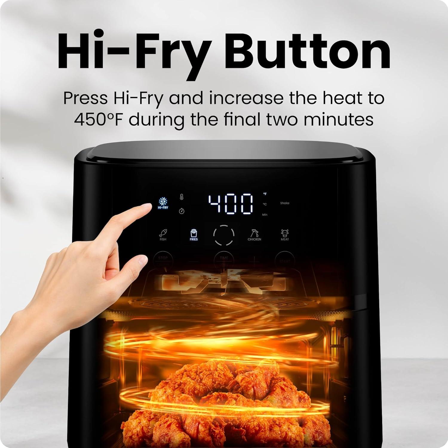 image:imageChefman Air Fryer 6 QT Compact Airfryer for Quick amp Easy Meals in Minutes Features HiFry Technology for Extra Crisp Touchscreen Controls with 4 Presets Nonstick amp Dishwasher Safe Basket Black6 Quart No Window