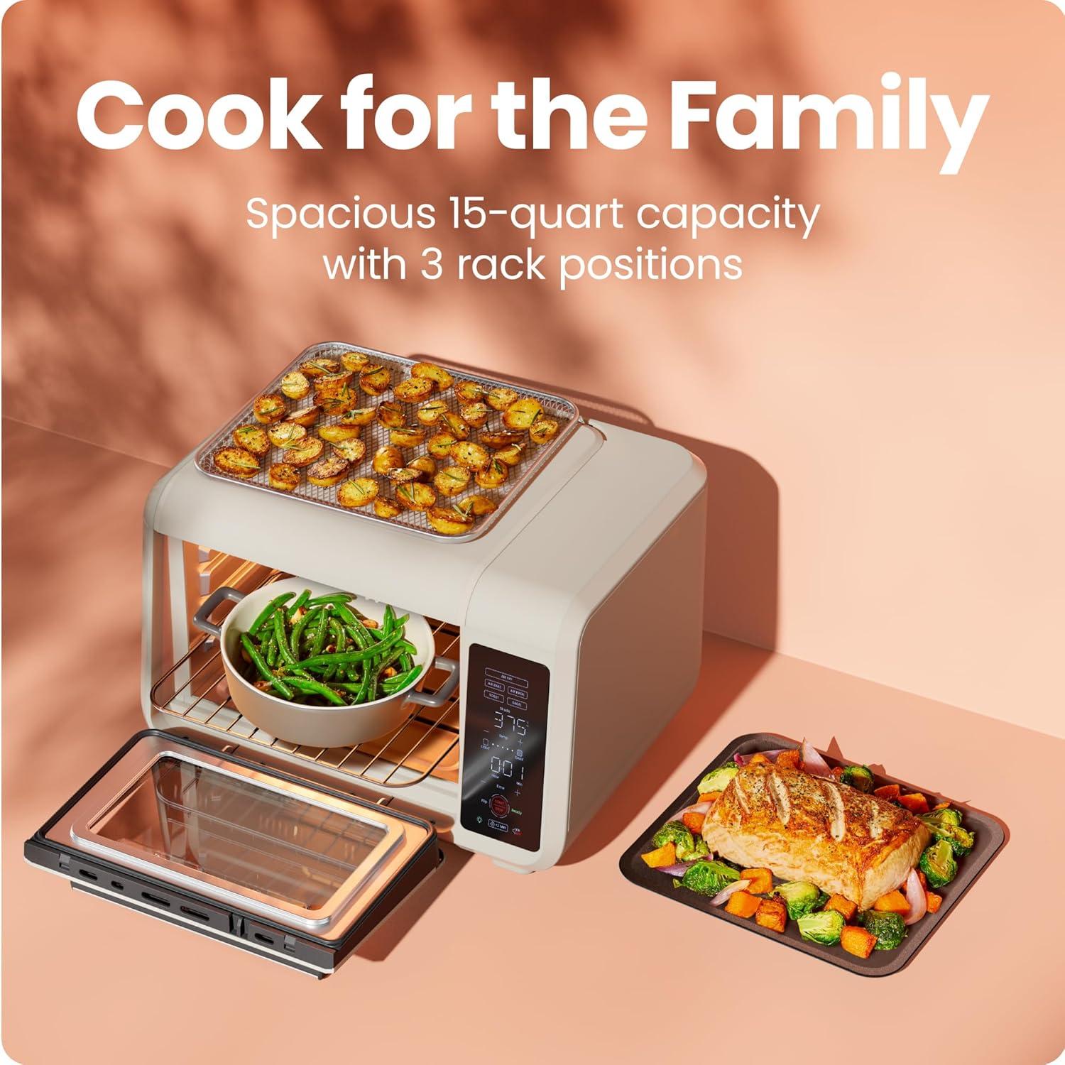 image:imageChefman Air Fryer Toaster Oven Combo Countertop Oven for Quick amp Healthy Meals Bake Broil Air Fry Toast and Bagel Functions 450F Max Temp 4 Slice Toaster Oven Air Fryer ComboIvory