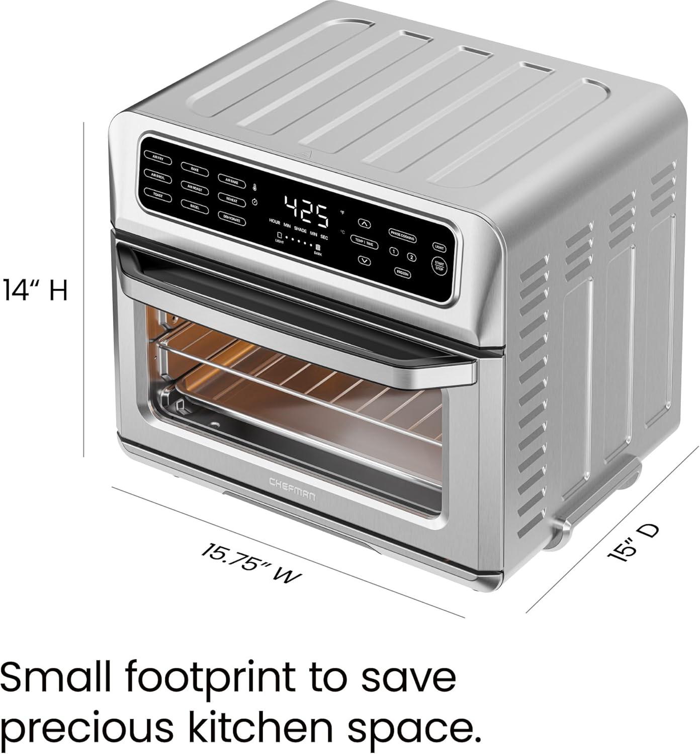 image:imageChefman Air Fryer Toaster Oven Combo Countertop Oven for Quick amp Healthy Meals Bake Broil Air Fry Toast and Bagel Functions 450F Max Temp 4 Slice Toaster Oven Air Fryer ComboStainless