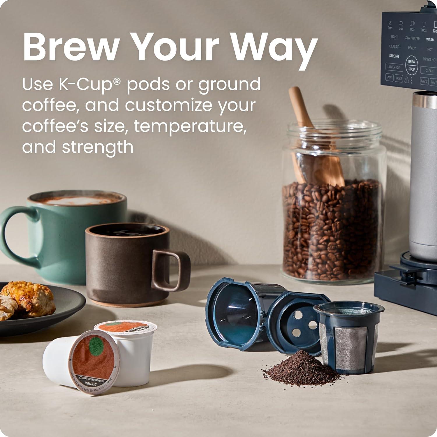 image:imageChefman Caffeinator Single Serve Coffee Maker Brew Kcups amp Grounds Drip Coffee Machine with Brew Strength Settings Iced Coffee Function 45 oz Removable Water ReservoirMidnight