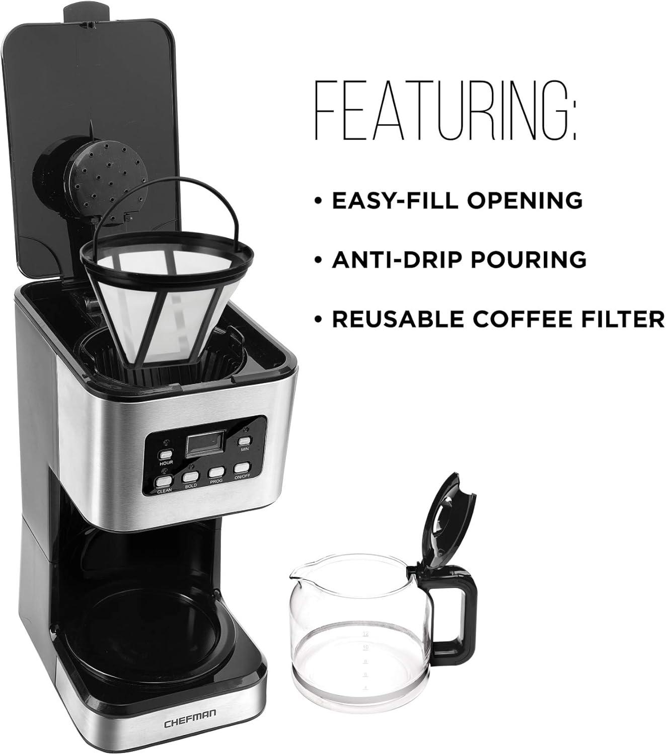 image:imageChefman Caffeinator Single Serve Coffee Maker Brew Kcups amp Grounds Drip Coffee Machine with Brew Strength Settings Iced Coffee Function 45 oz Removable Water ReservoirStainless Steel