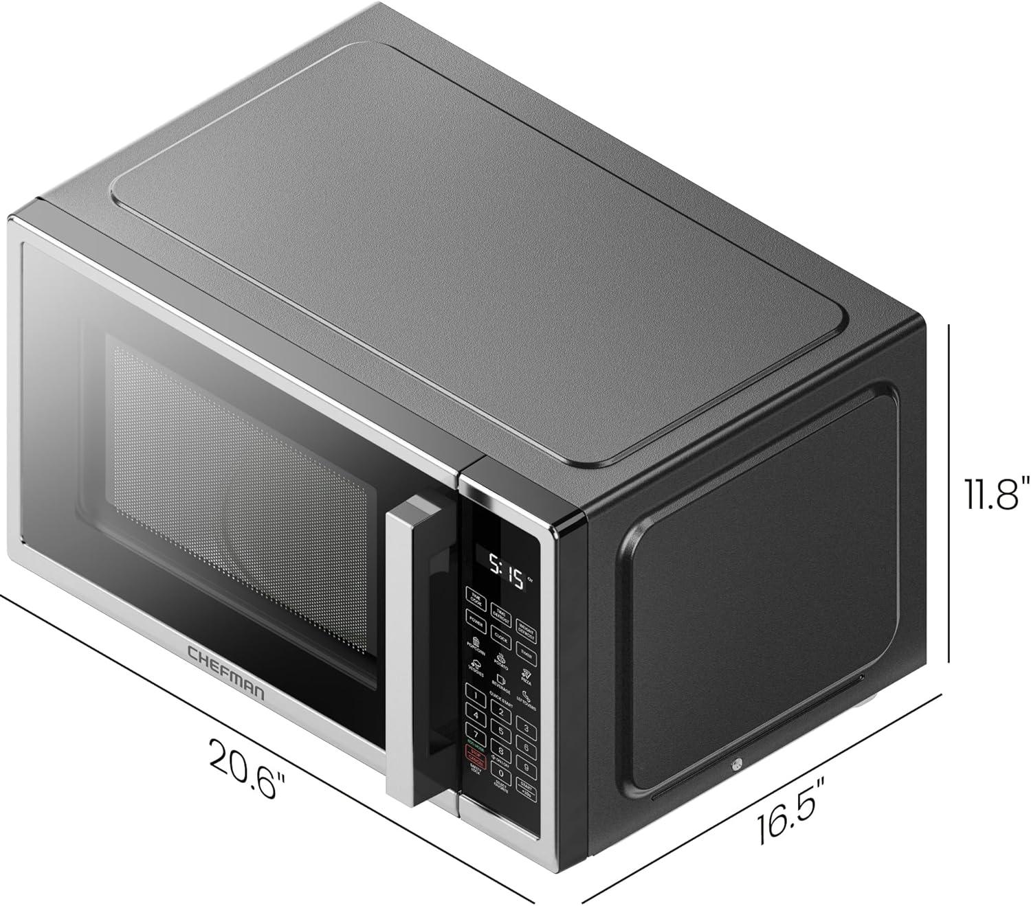 image:imageChefman Countertop Microwave Oven 11 Cu Ft Digital Stainless Steel Microwave 1000 Watts with 6 Auto Menus 10 Power Levels Eco Mode Memory Mute Function Child Safety Lock Easy Clean11 Cu Ft