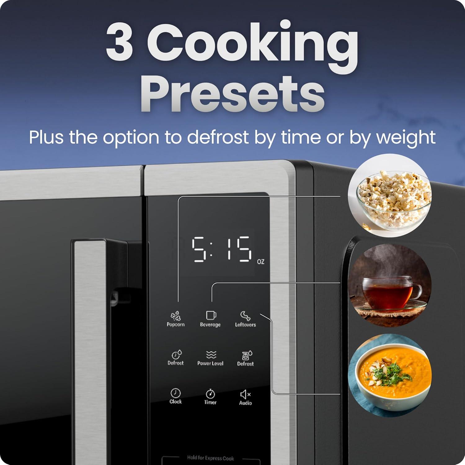 image:imageChefman Countertop Microwave Oven 13 Cu Ft Digital Stainless Steel 1000 Watts with 6 Auto Menus 10 Power Levels Eco Mode Memory Mute Function Child Safety Lock Easy Clean Microwave Ovens11 Cu Ft