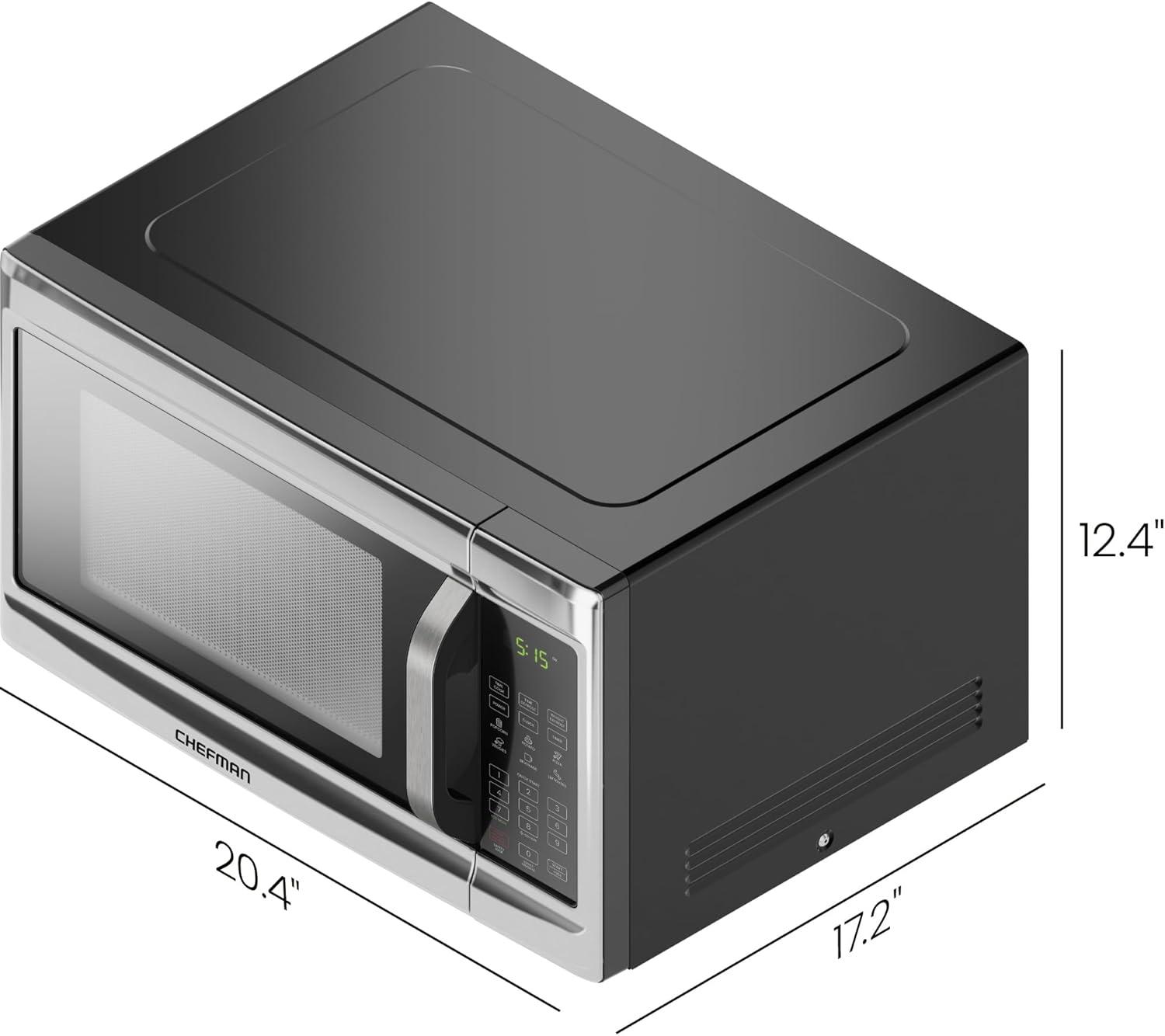 image:imageChefman Countertop Microwave Oven 13 Cu Ft Digital Stainless Steel 1000 Watts with 6 Auto Menus 10 Power Levels Eco Mode Memory Mute Function Child Safety Lock Easy Clean Microwave Ovens13 Cu Ft