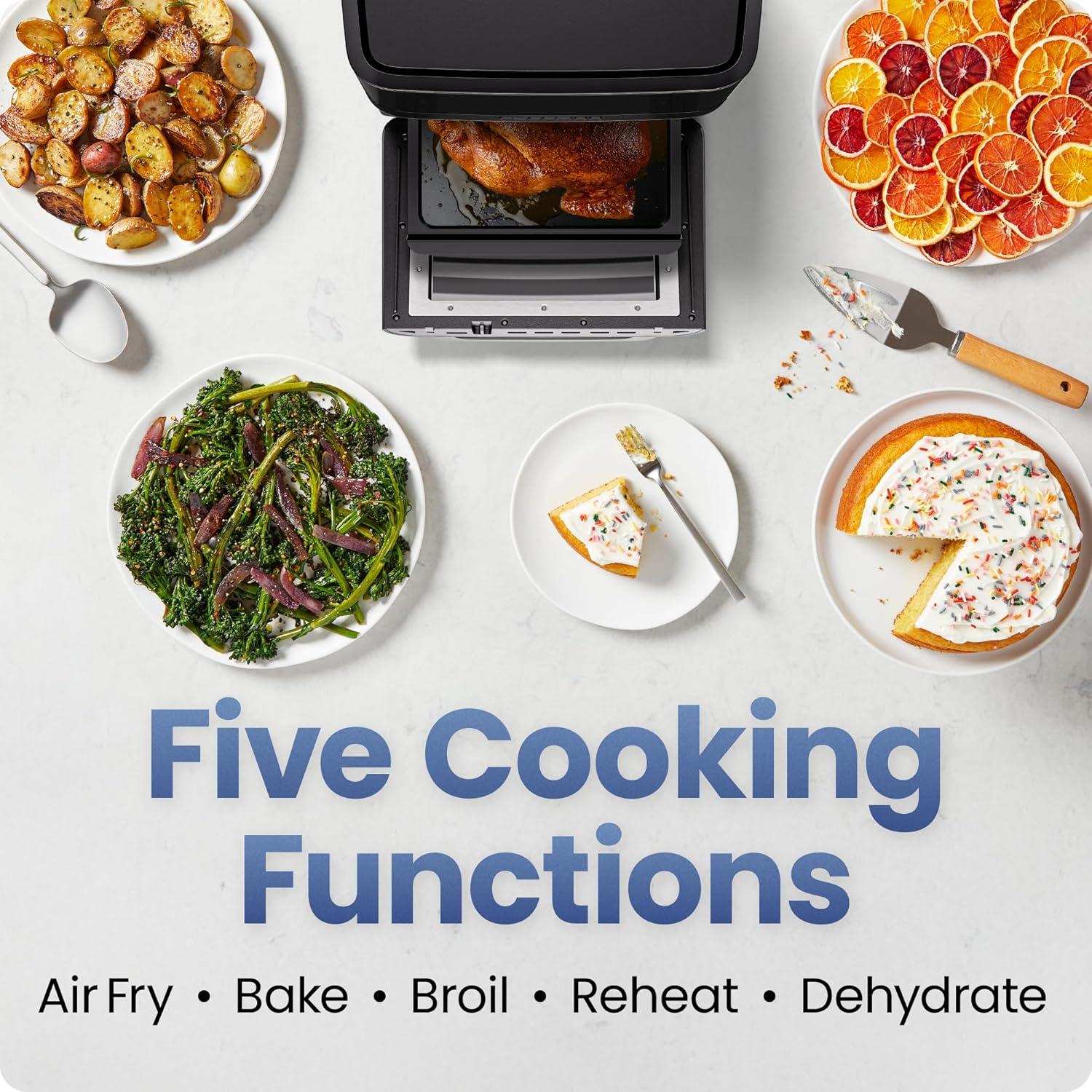 image:imageChefman Dual Air Fryer Oven with DC Motor 9 Qt Double Basket Air Fryer with 450F Max Temp for Meals in Minutes Bake Broil Dehydrate Reheat for ExtraCrispy Chicken Fries and More Black14 Quart