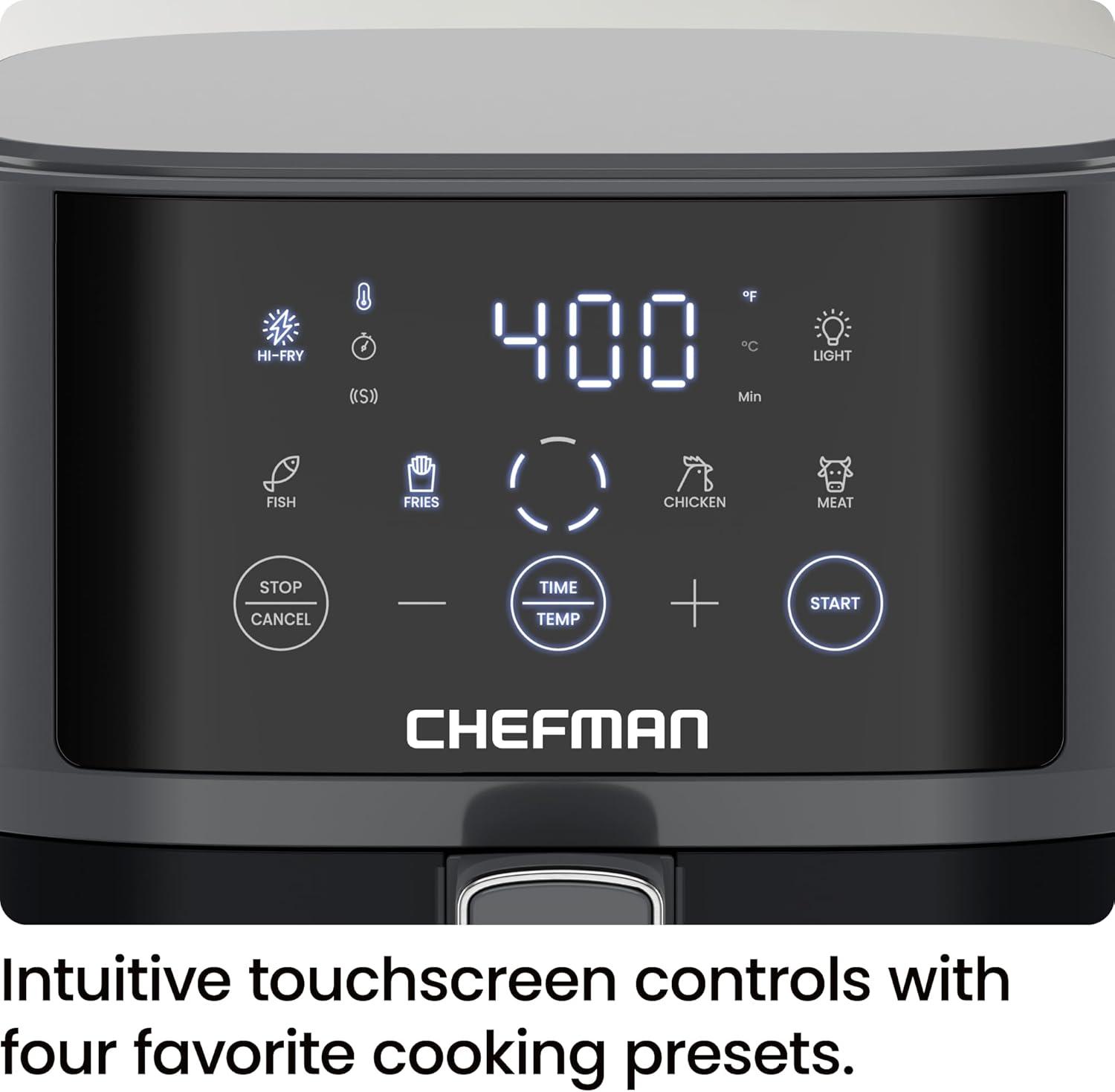 image:imageChefman Dual Air Fryer Oven with DC Motor 9 Qt Double Basket Air Fryer with 450F Max Temp for Meals in Minutes Bake Broil Dehydrate Reheat for ExtraCrispy Chicken Fries and More Black4 Quart
