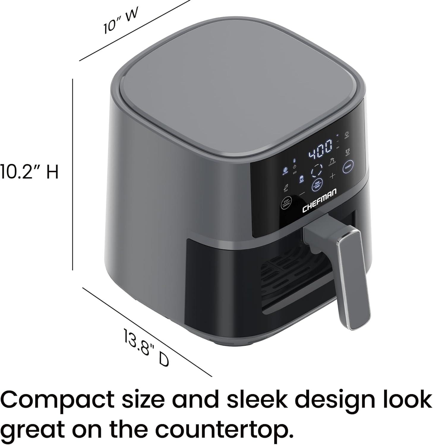 image:imageChefman Dual Air Fryer Oven with DC Motor 9 Qt Double Basket Air Fryer with 450F Max Temp for Meals in Minutes Bake Broil Dehydrate Reheat for ExtraCrispy Chicken Fries and More Black4 Quart
