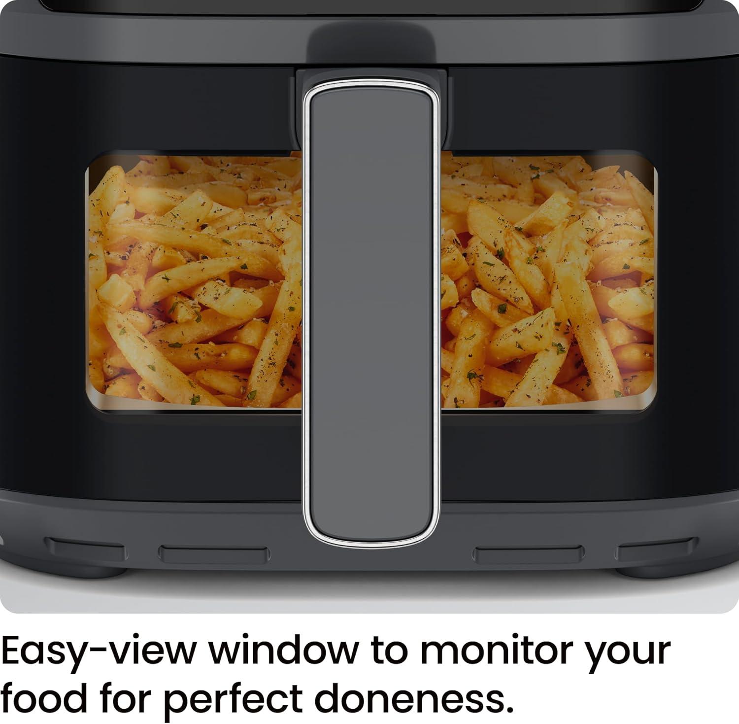 image:imageChefman Dual Air Fryer Oven with DC Motor 9 Qt Double Basket Air Fryer with 450F Max Temp for Meals in Minutes Bake Broil Dehydrate Reheat for ExtraCrispy Chicken Fries and More Black4 Quart