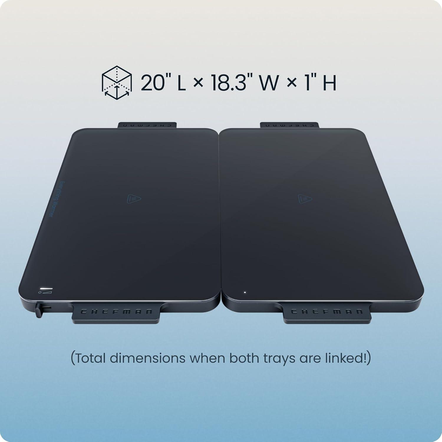 image:imageChefman Everything Warmer Electric Warming Tray 20 x 16 Modular Expanding Design Graphene FullSurface Heating Food Warming Mat for Parties Gatherings amp Daily Use Two Tempered Glass PanelsMidnight