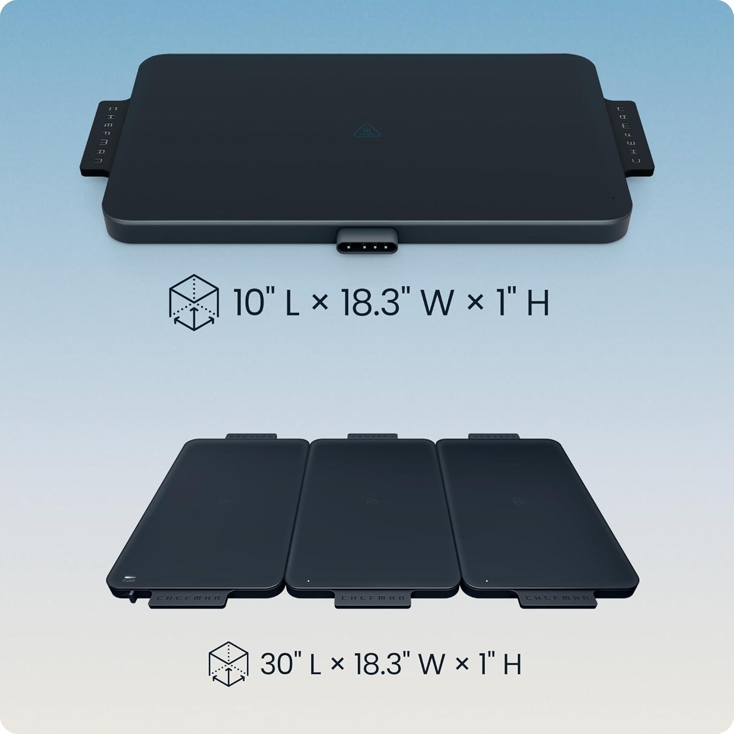 image:imageChefman Everything Warmer Electric Warming Tray 20 x 16 Modular Expanding Design Graphene FullSurface Heating Food Warming Mat for Parties Gatherings amp Daily Use Two Tempered Glass PanelsMidnight