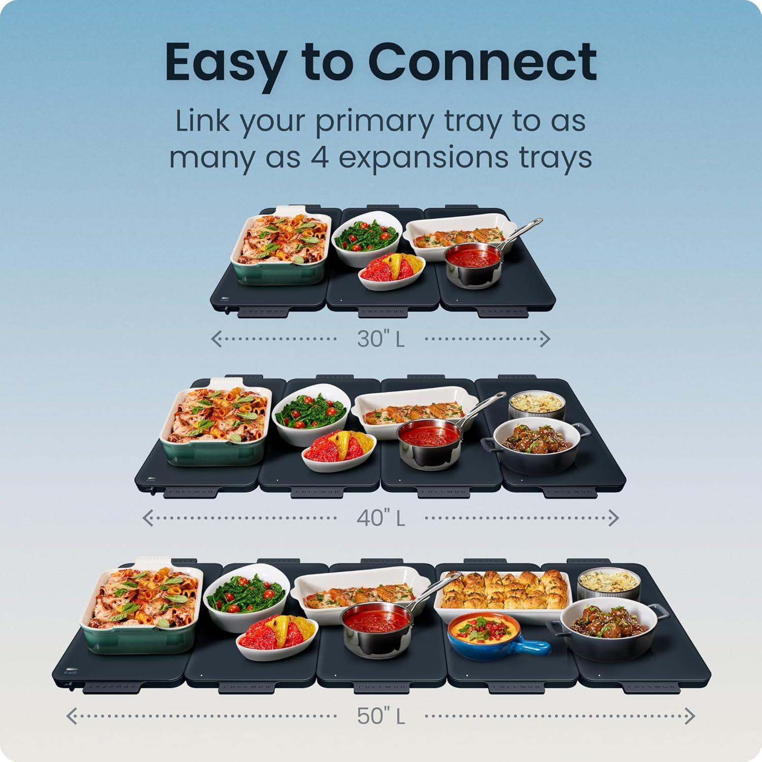 image:imageChefman Everything Warmer Electric Warming Tray 20 x 16 Modular Expanding Design Graphene FullSurface Heating Food Warming Mat for Parties Gatherings amp Daily Use Two Tempered Glass PanelsMidnight