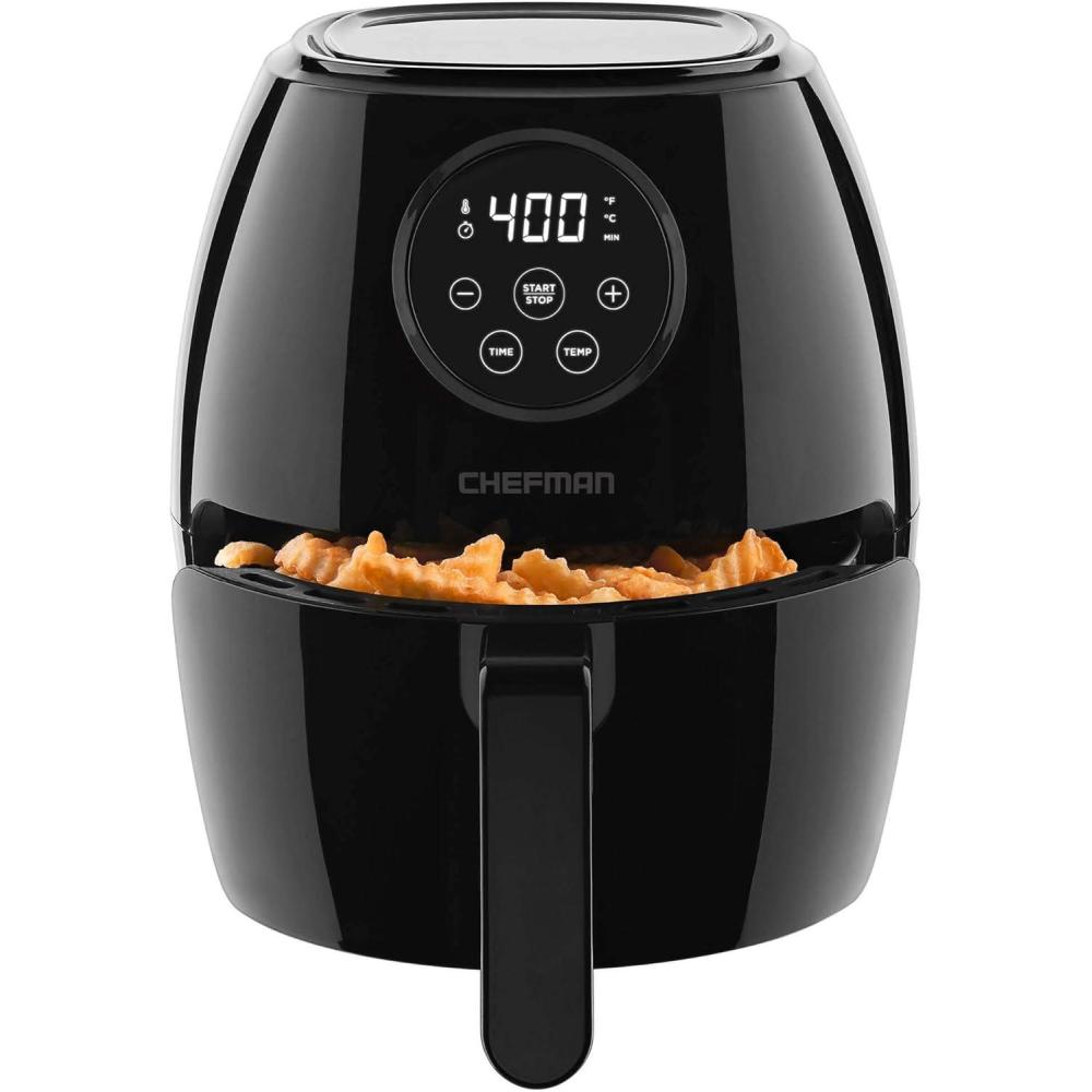 image:imageCHEFMAN Small Air Fryer Healthy Cooking Nonstick User Friendly and Digital Touch Screen w 60 Minute Timer amp Auto Shutoff Dishwasher Safe Basket BPAFree Glossy Black 35 Qt35 Qt