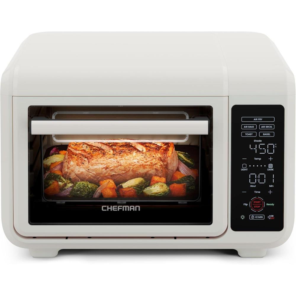 image:imageChefman Air Fryer Toaster Oven Combo Countertop Oven for Quick amp Healthy Meals Bake Broil Air Fry Toast and Bagel Functions 450F Max Temp 4 Slice Toaster Oven Air Fryer ComboIvory