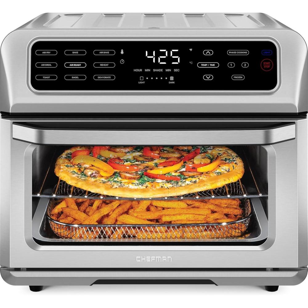 image:imageChefman Air Fryer Toaster Oven Combo Countertop Oven for Quick amp Healthy Meals Bake Broil Air Fry Toast and Bagel Functions 450F Max Temp 4 Slice Toaster Oven Air Fryer ComboStainless