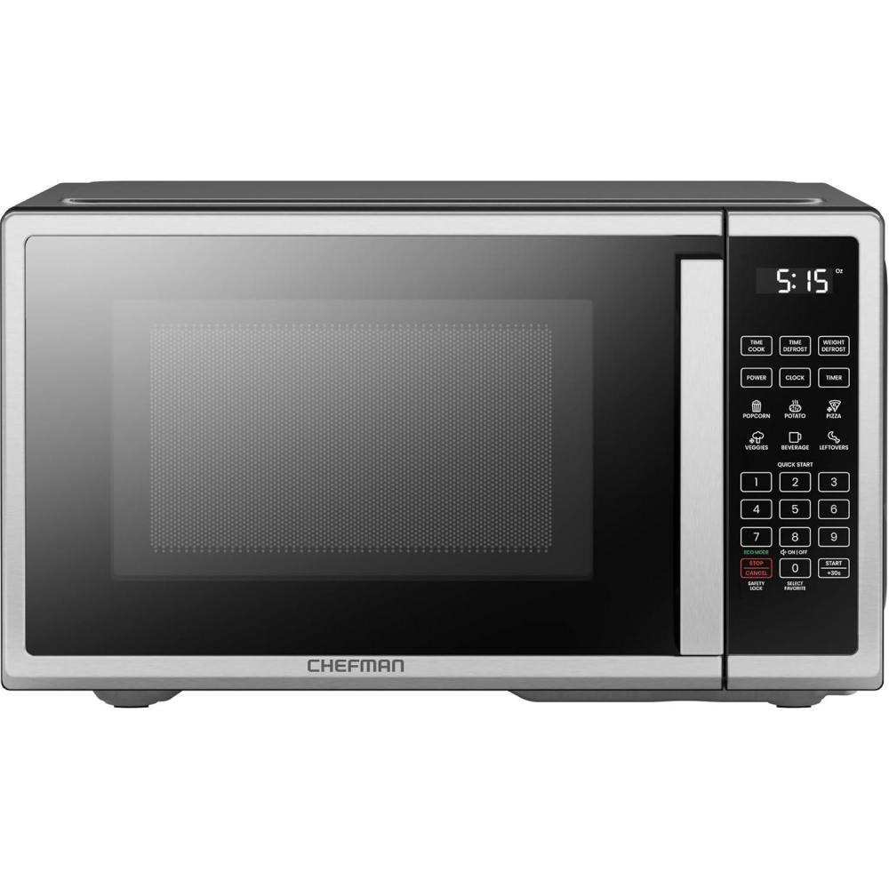 image:imageChefman Countertop Microwave Oven 11 Cu Ft Digital Stainless Steel Microwave 1000 Watts with 6 Auto Menus 10 Power Levels Eco Mode Memory Mute Function Child Safety Lock Easy Clean11 Cu Ft