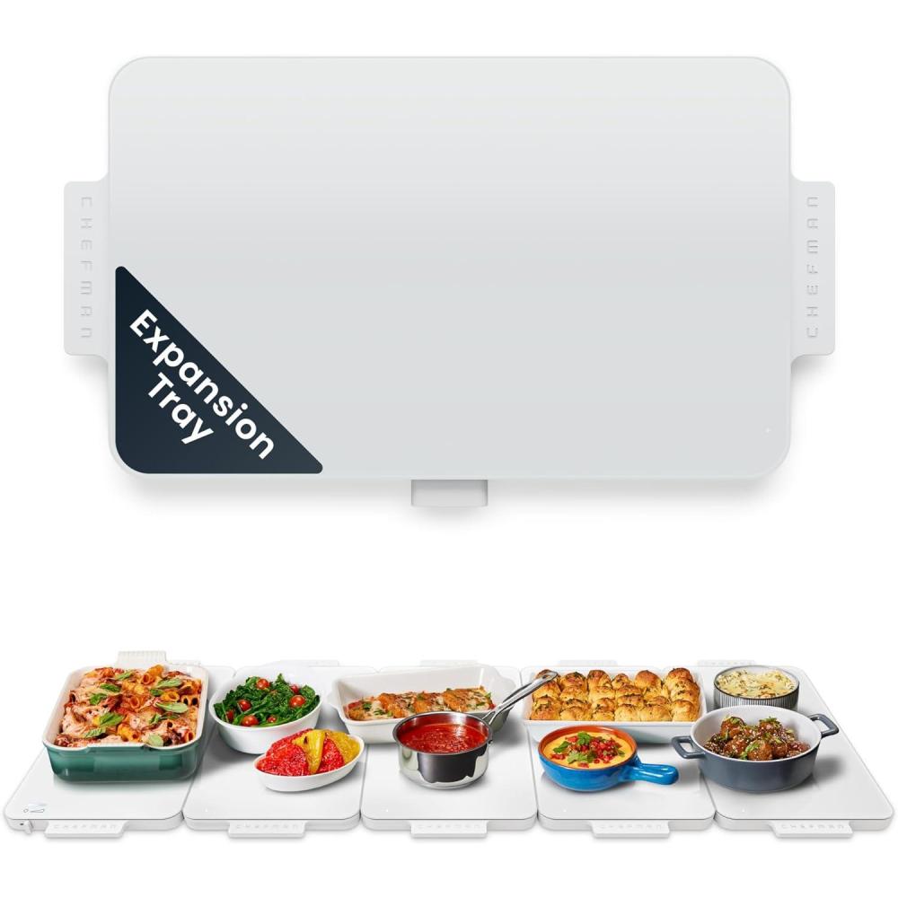 image:imageChefman Everything Warmer Electric Warming Tray 20 x 16 Modular Expanding Design Graphene FullSurface Heating Food Warming Mat for Parties Gatherings amp Daily Use Two Tempered Glass PanelsConcrete