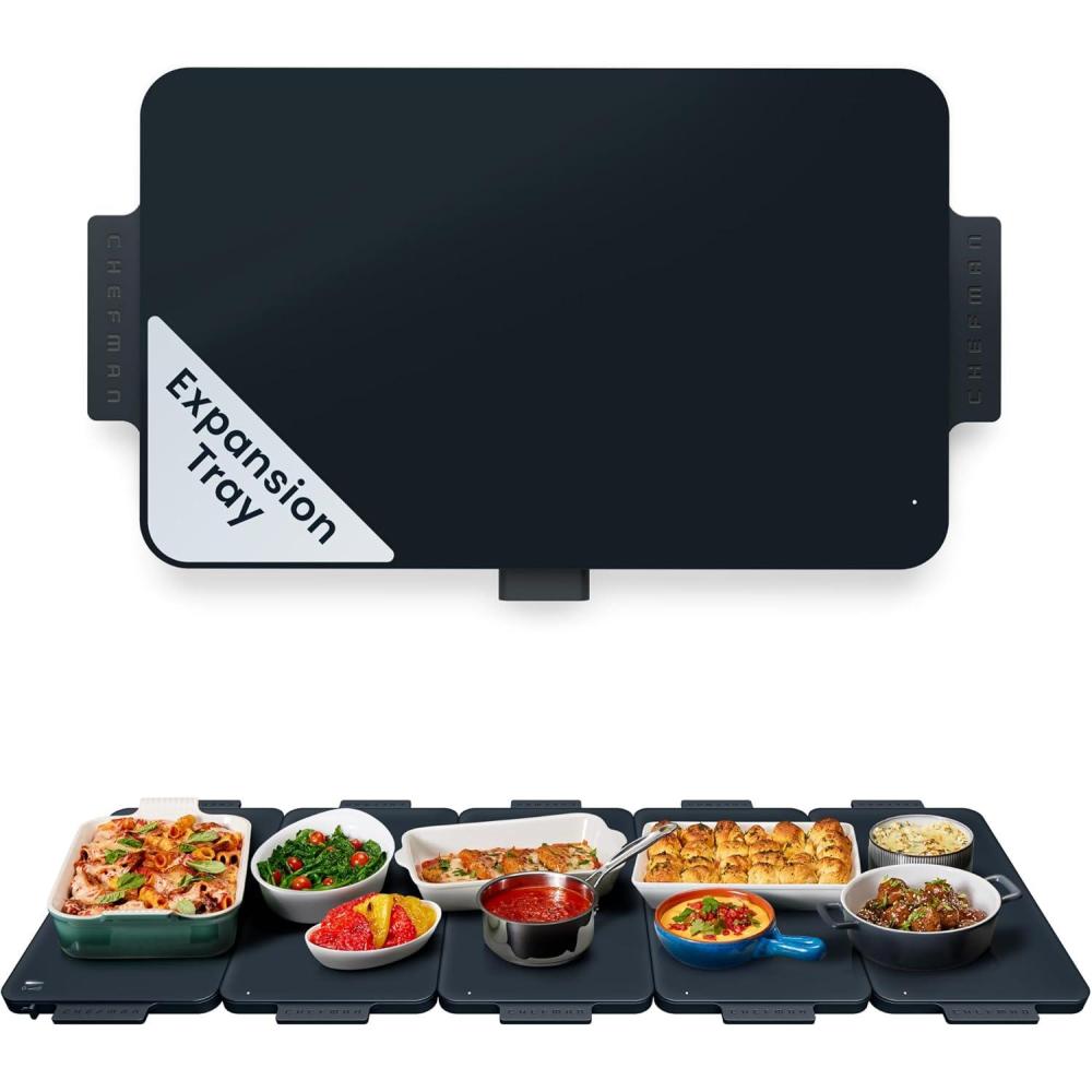 image:imageChefman Everything Warmer Electric Warming Tray 20 x 16 Modular Expanding Design Graphene FullSurface Heating Food Warming Mat for Parties Gatherings amp Daily Use Two Tempered Glass PanelsMidnight