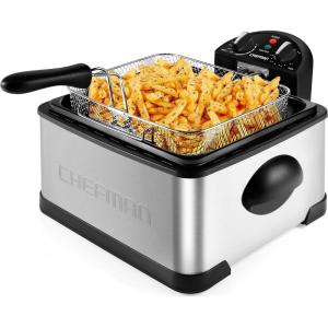 image:imageChefman 45 Liter Deep Fryer wBasket Strainer XL Jumbo Size Adjustable Temperature amp Timer Perfect for Fried Chicken Shrimp French Fries Chips amp More Removable OilContainer Stainless SteelLarge