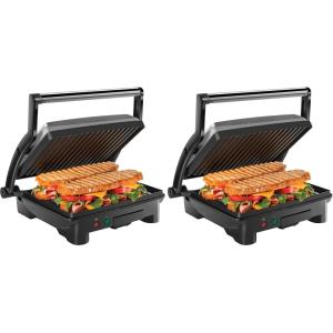 image:imageChefman 5in1 Digital Panini Press Grill Sandwich Maker and Griddle Grill Combo with Removable Reversible DishwasherSafe Grilling Plates Opens 180 for Indoor BBQ Flat Top Grill Stainless steel4 Slice  Standard Pack of 2