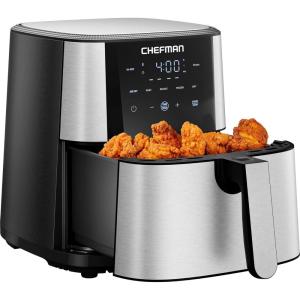 image:imageChefman Air Fryer 8 Qt  TurboFry 4in1 with 450F HiFry Option for Crispier Results  Bake Dehydrate Frozen  XL Nonstick DishwasherSafe Basket  Stainless SteelStainless steel