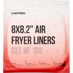 image:imageChefman Disposable Air Fryer Liners HeatResistant Parchment Paper For Baskets 100 Pack 8x 8 Square8 Square