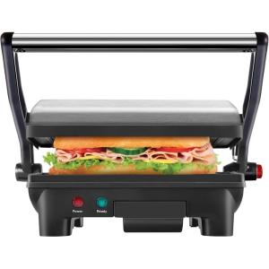 image:imageChefman Electric Panini Press Grill Compact 2Slice Sandwich Maker NonStick Coated Plates Opens 180 Degrees Dishwasher Safe Removable Drip Tray Stainless SteelBlack2 Slice