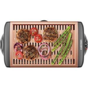 image:imageChefman Electric Smokeless Indoor Grill w NonStick Cooking Surface amp Adjustable Temperature Knob from Warm to Sear for Customized BBQing Dishwasher Safe Removable Water Tray BlackCopper