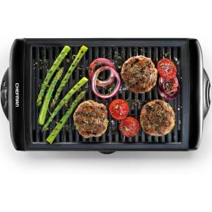 image:imageChefman Electric Smokeless Indoor Grill w NonStick Cooking Surface amp Adjustable Temperature Knob from Warm to Sear for Customized BBQing Dishwasher Safe Removable Water Tray BlackBlack