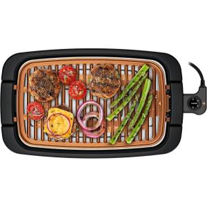 image:imageChefman Smokeless Indoor Electric Grill Copper Extra Large Nonstick Table Top Grill for Indoor Grilling and BBQ with Adjustable Temperature Control Nonstick DishwasherSafe Parts 9 x 15