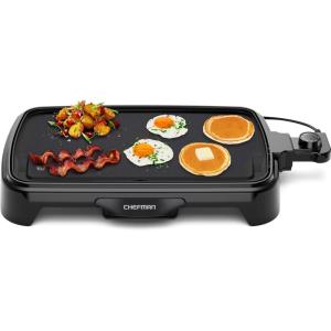image:imageChefman XL Electric Griddle with Removable Temperature Control Immersible Flat Top Grill Burger Eggs Pancake Griddle Nonstick Extra Large Cooking Surface Slide Out Drip Tray 10 x 20 Inch10 x 16