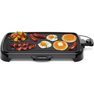 image:imageChefman XL Electric Griddle with Removable Temperature Control Immersible Flat Top Grill Burger Eggs Pancake Griddle Nonstick Extra Large Cooking Surface Slide Out Drip Tray 10 x 20 Inch10 x 20