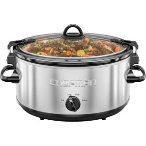 image:imageChefman Triple Slow Cooker amp Food Warmer Three Crock Slowcooker with 25 Qt Ceramic Crocks 75Quart Total Capacity PFASFree Three Temperature Settings DishwasherSafe Parts  Stainless SteelStainless