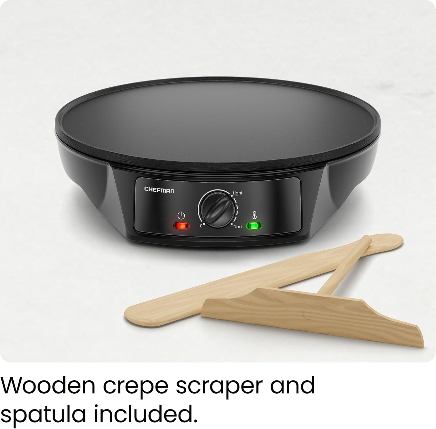 image:imageCHEFMAN Electric Crepe Maker Precise Temp Control 12 NonStick Griddle Perfect for Crepes Tortillas Blintzes Pancakes Waffles Eggs Bacon Batter Spreader amp Spatula Included BlackBlack