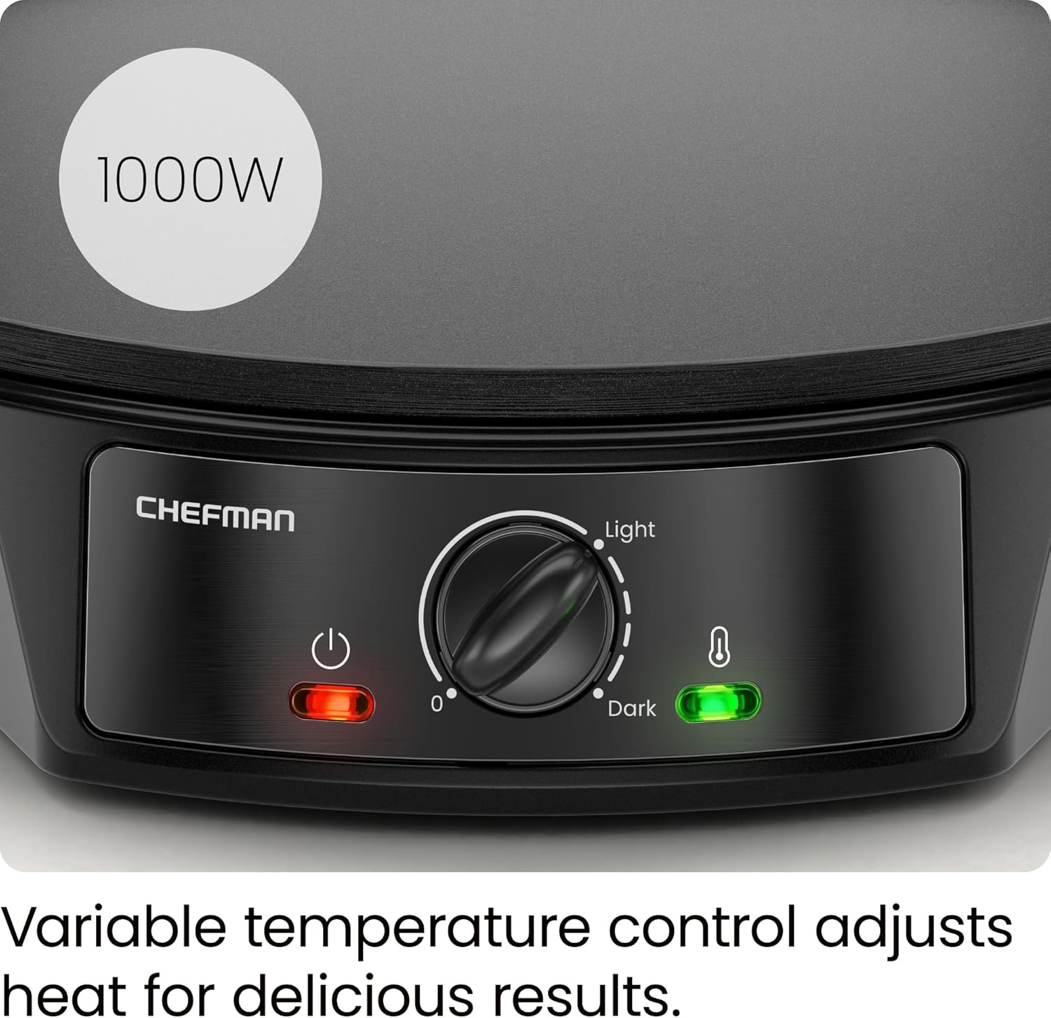 image:imageCHEFMAN Electric Crepe Maker Precise Temp Control 12 NonStick Griddle Perfect for Crepes Tortillas Blintzes Pancakes Waffles Eggs Bacon Batter Spreader amp Spatula Included BlackBlack