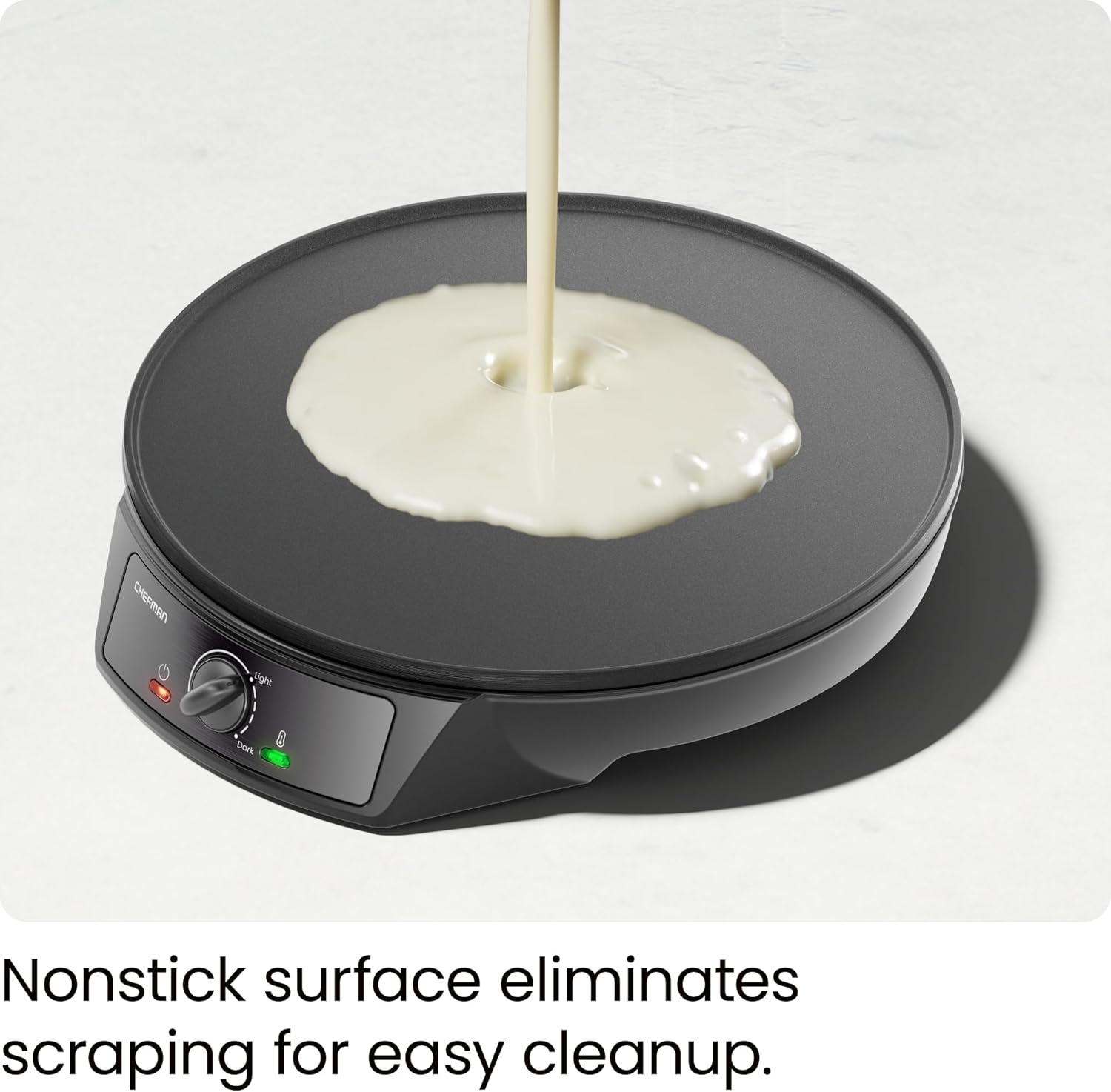 image:imageCHEFMAN Electric Crepe Maker Precise Temp Control 12 NonStick Griddle Perfect for Crepes Tortillas Blintzes Pancakes Waffles Eggs Bacon Batter Spreader amp Spatula Included BlackBlack