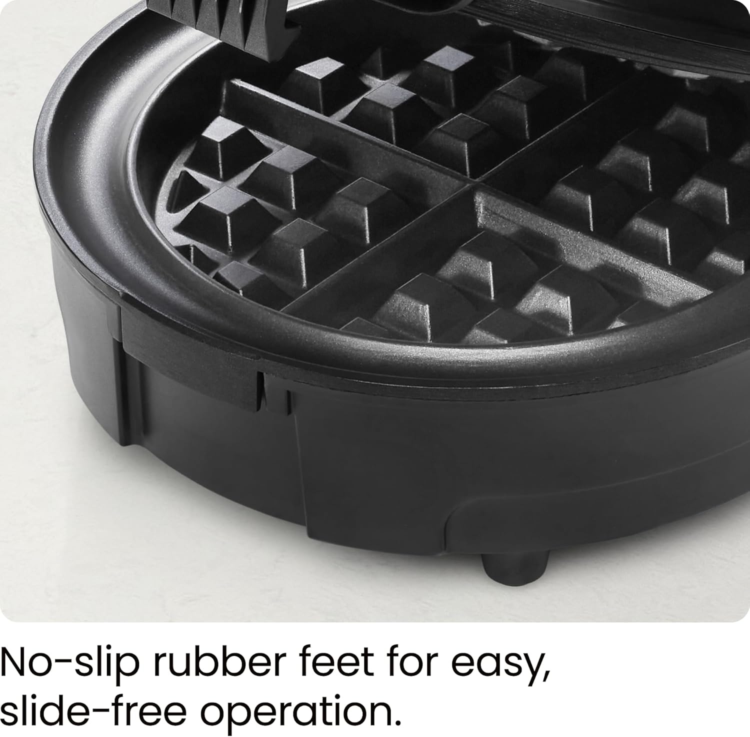 image:imageChefman AntiOverflow Belgian Waffle Maker wShade Selector Stainless Steel Temperature Control Mess Free Moat Round Nonstick Iron Plate Cool Touch Handle Measuring Cup IncludedStainless Steel
