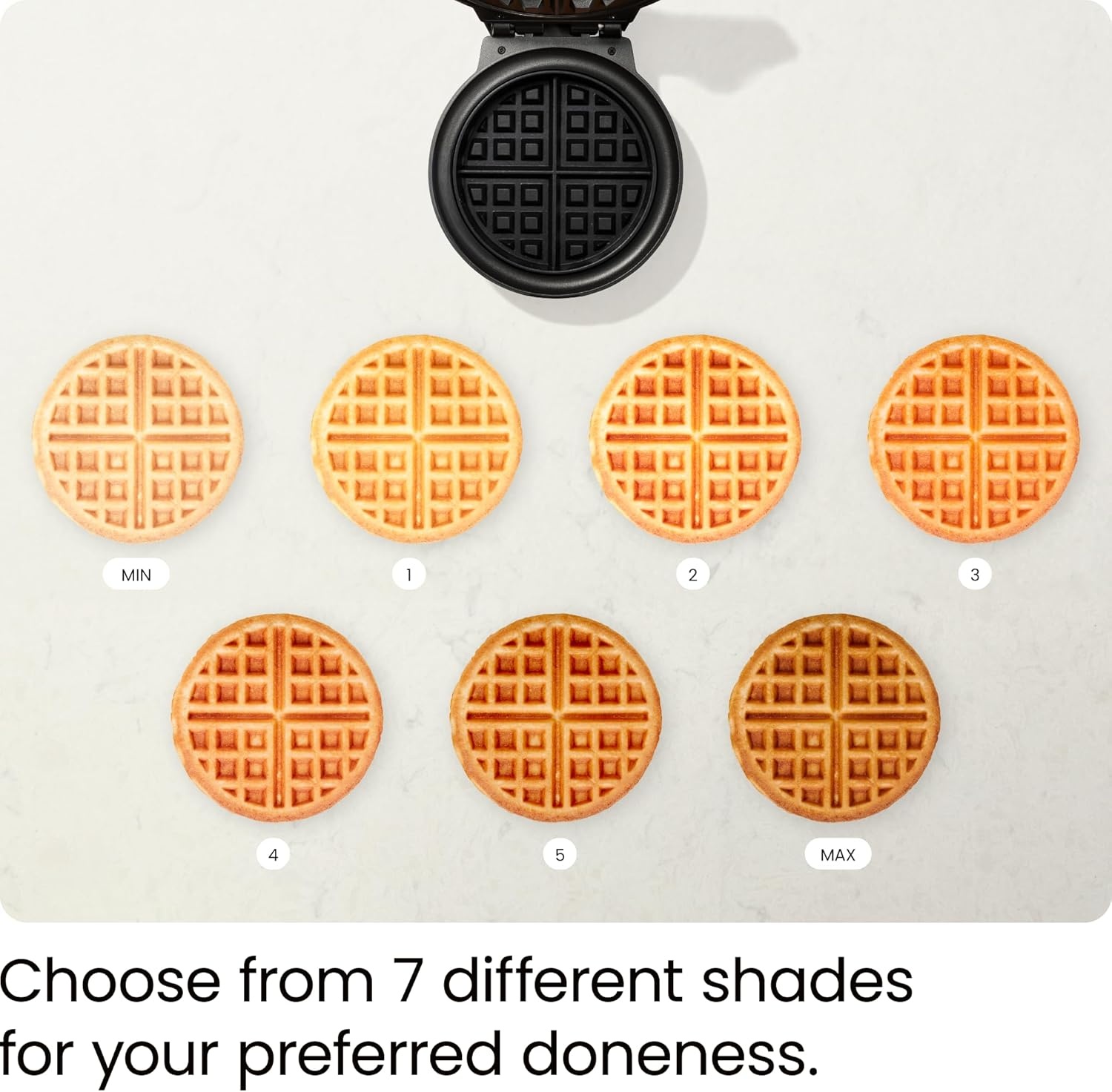 image:imageChefman AntiOverflow Belgian Waffle Maker wShade Selector Stainless Steel Temperature Control Mess Free Moat Round Nonstick Iron Plate Cool Touch Handle Measuring Cup IncludedStainless Steel