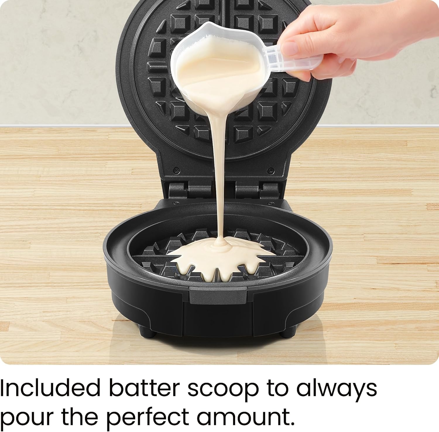 image:imageChefman AntiOverflow Belgian Waffle Maker wShade Selector Stainless Steel Temperature Control Mess Free Moat Round Nonstick Iron Plate Cool Touch Handle Measuring Cup IncludedStainless Steel