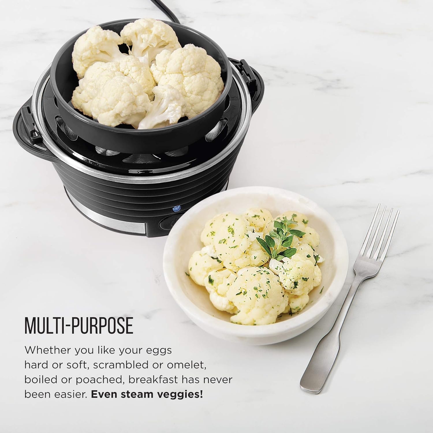 image:imageChefman EggMaker Rapid Poacher Food amp Vegetable Steamer Quickly Makes Up to 6 Hard Medium or Soft Boiled PoachingOmelet Tray Included Ready Signal BPAFree BLACKBlack