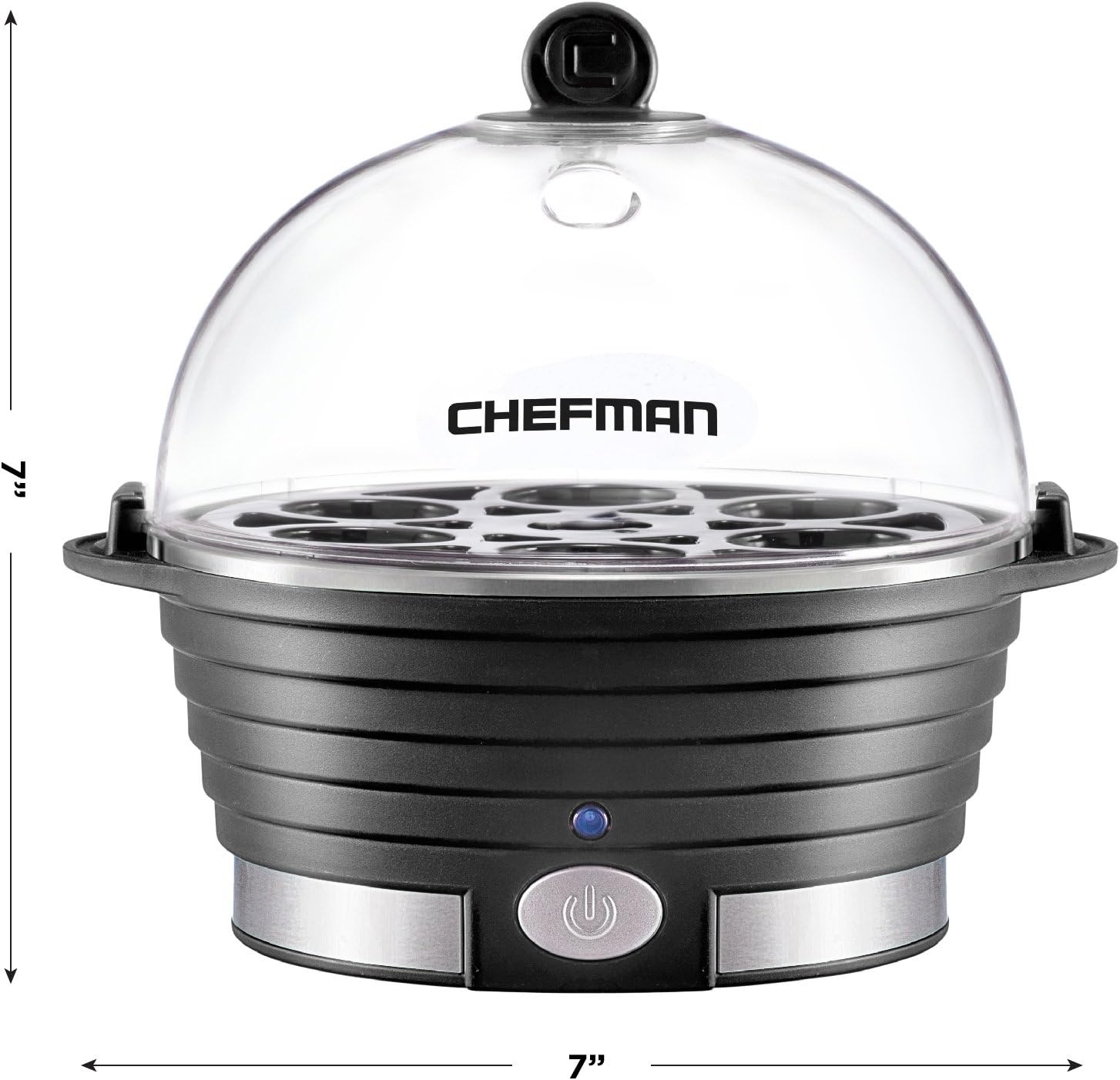 image:imageChefman EggMaker Rapid Poacher Food amp Vegetable Steamer Quickly Makes Up to 6 Hard Medium or Soft Boiled PoachingOmelet Tray Included Ready Signal BPAFree BLACKBlack