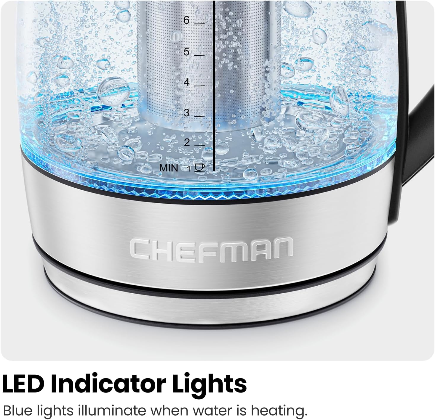 image:imageChefman Electric Kettle for Boiling Water 18L 1500W Removable Tea Infuser Auto Shut Off BoilDry Protection BPA Free Borosilicate Glass Hot Water Boiler Electric Tea Kettle Stainless Steel18 Liters