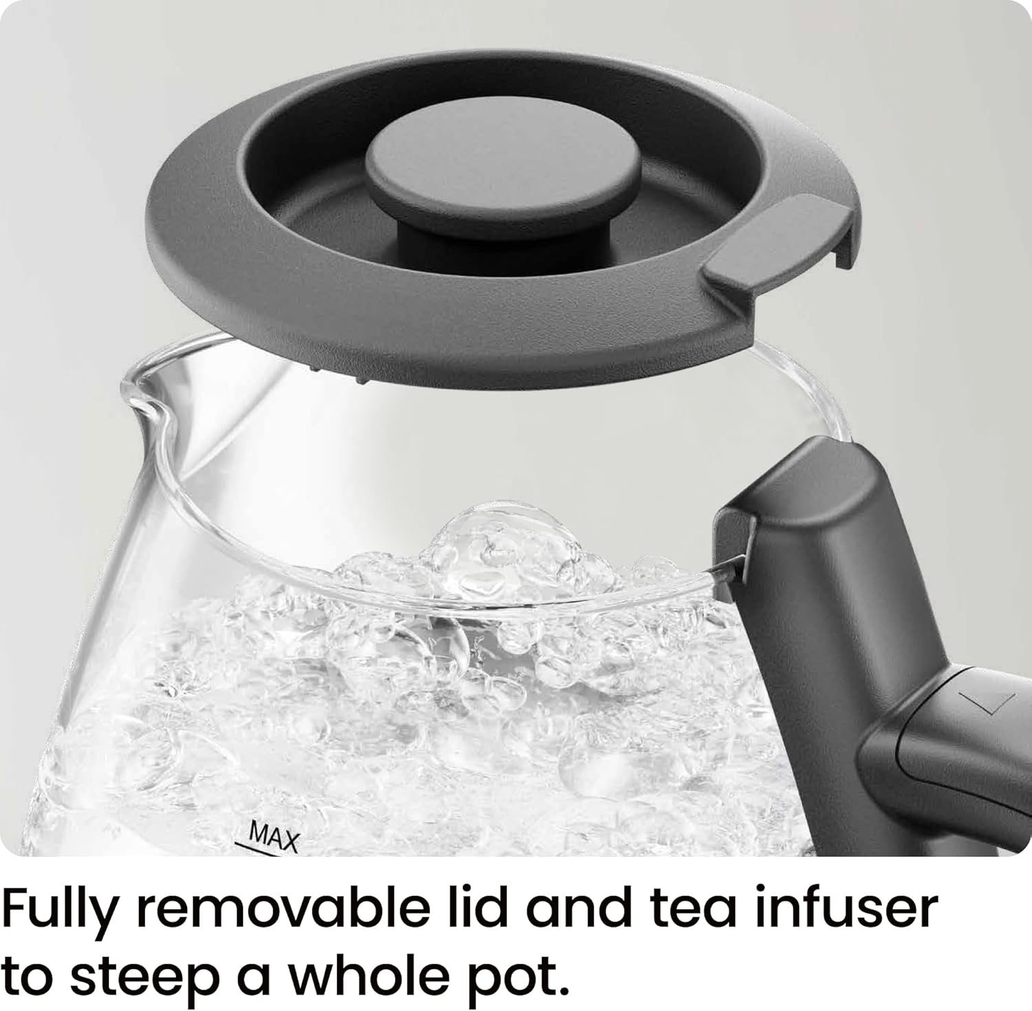 image:imageChefman Electric Kettle with Tea Infuser 17L 1500W Removable Lid for Easy Cleaning BoilDry Protection Stainless Steel Filter BPA Free Auto Shut Off Hot Water Boiler Glass Electric Tea KettleBlack