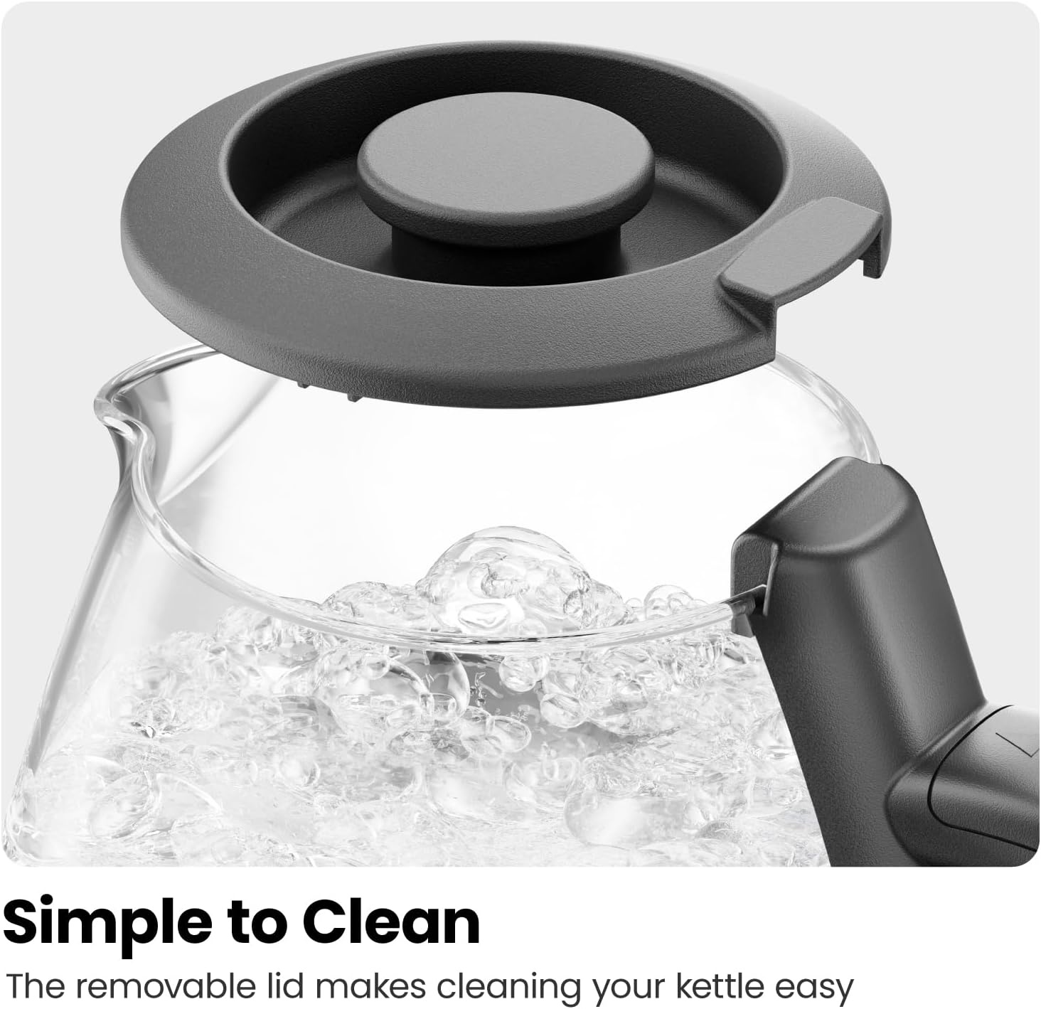 image:imageChefman Electric Kettle with Tea Infuser 17L 1500W Removable Lid for Easy Cleaning BoilDry Protection Stainless Steel Filter BPA Free Auto Shut Off Hot Water Boiler Glass Electric Tea KettleBlack