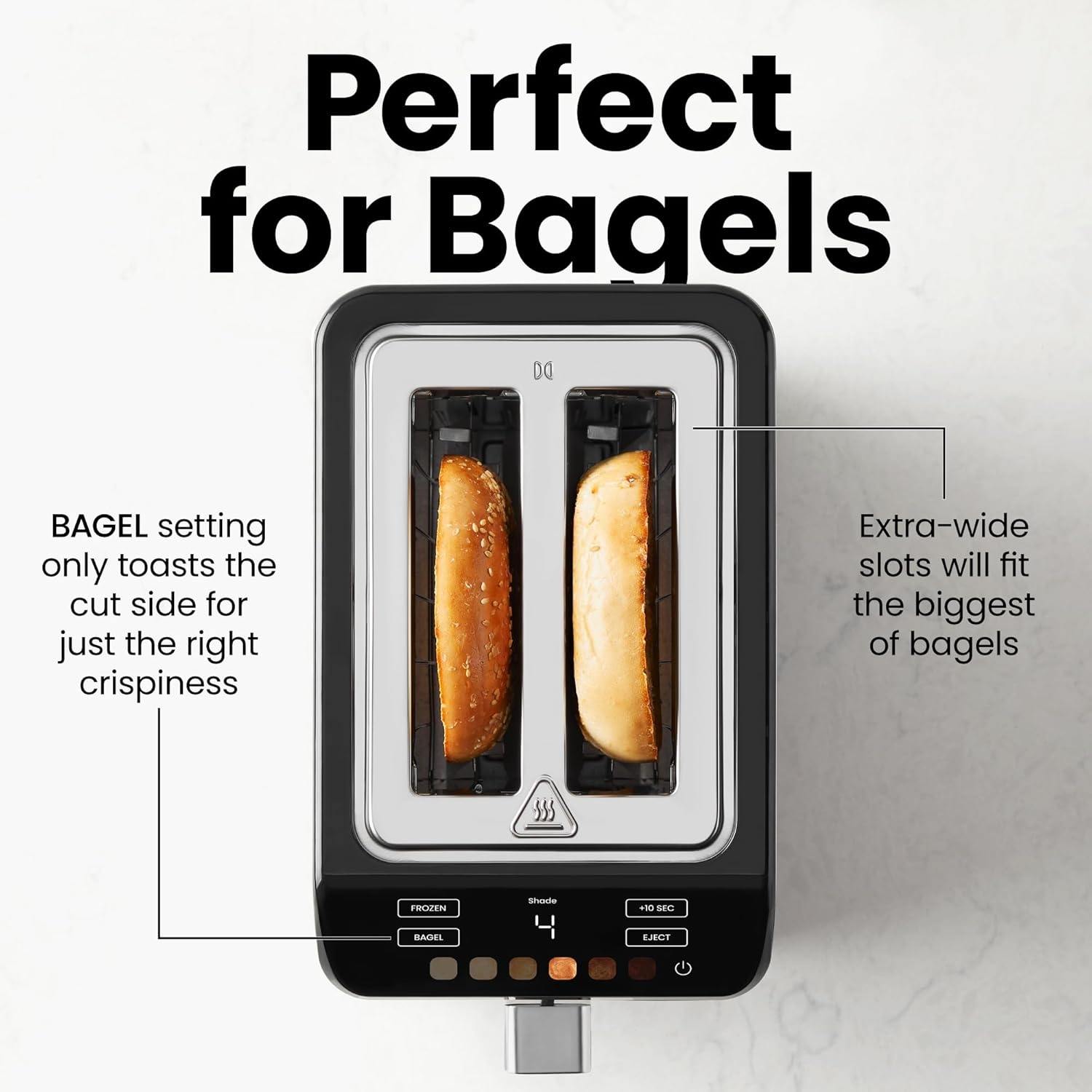 image:imageChefman Smart Touch 4 Slice Digital Toaster 6 Shade Settings Touchscreen Bagel Toaster 4 Slice with ExtraWide Slots 10 Seconds Defrost Removable Crumb Tray Stainless SteelStainless Steel